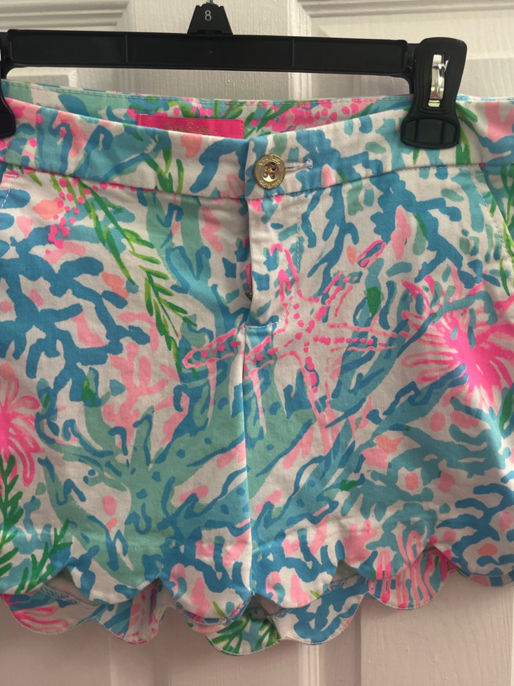 Lilly Pulitzer Pink Blue Floral Skort with Gold Button